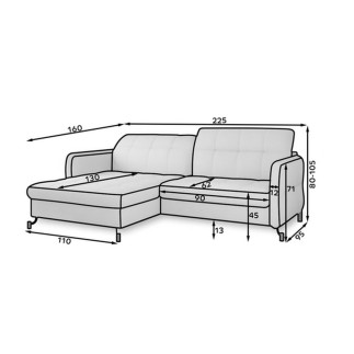 Canapé d'angle convertible en velours vert foncé luxe 3-4 places LORO