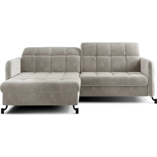 Canapé d'angle convertible en velours beige luxe 3-4 places LORO