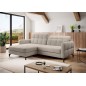 Canapé d'angle convertible en velours beige luxe 3-4 places LORO, angle gauche (vu de face) Canapé d'angle convertible en velours beige luxe 3-4 places LORO, angle gauche (vu de face)