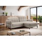 Canapé d'angle convertible en velours beige luxe 3-4 places LORO, angle gauche (vu de face) Canapé d'angle convertible en velours beige luxe 3-4 places LORO, angle gauche (vu de face)