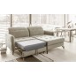 Canapé d'angle convertible en velours beige luxe 3-4 places LORO, angle gauche (vu de face) Canapé d'angle convertible en velours beige luxe 3-4 places LORO, angle gauche (vu de face)