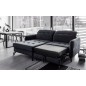Canapé d'angle convertible en tissu noir luxe 3-4 places LORO, angle gauche (vu de face) Canapé d'angle convertible en tissu noir luxe 3-4 places LORO, angle gauche (vu de face)
