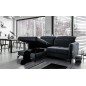 Canapé d'angle convertible en tissu noir luxe 3-4 places LORO, angle gauche (vu de face) Canapé d'angle convertible en tissu noir luxe 3-4 places LORO, angle gauche (vu de face)