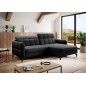 Canapé d'angle convertible en tissu noir luxe 3-4 places LORO, angle droit (vu de face) Canapé d'angle convertible en tissu noir luxe 3-4 places LORO, angle droit (vu de face)