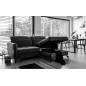 Canapé d'angle convertible en tissu noir luxe 3-4 places LORO, angle droit (vu de face) Canapé d'angle convertible en tissu noir luxe 3-4 places LORO, angle droit (vu de face)