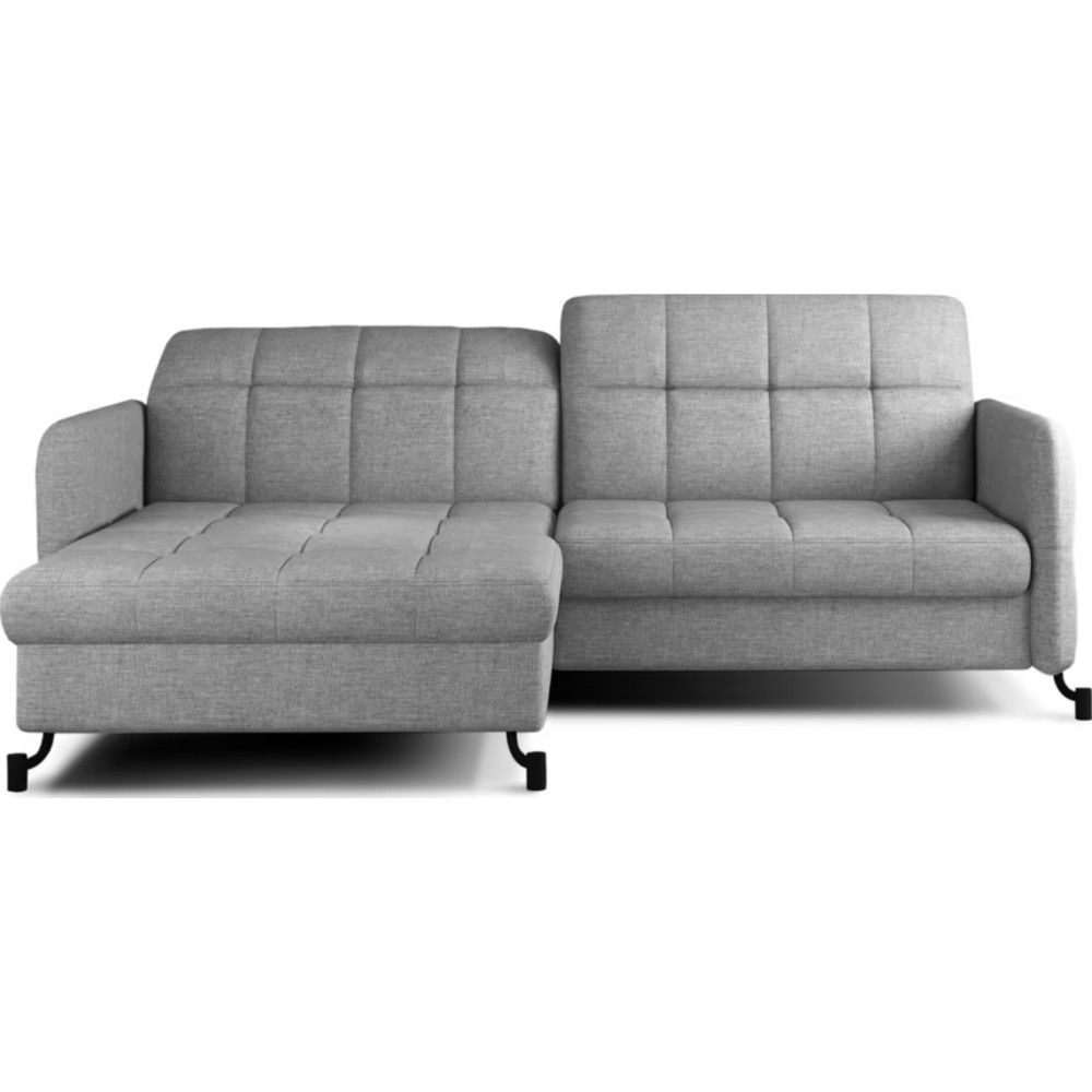 Canapé d'angle convertible en tissu GRIS luxe 3-4 places LORO, angle gauche (vu de face) Canapé d'angle convertible en tissu GRIS luxe 3-4 places LORO, angle gauche (vu de face)