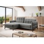 Canapé d'angle convertible en tissu GRIS luxe 3-4 places LORO, angle gauche (vu de face) Canapé d'angle convertible en tissu GRIS luxe 3-4 places LORO, angle gauche (vu de face)