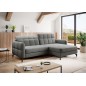 Canapé d'angle convertible en tissu GRIS luxe 3-4 places LORO, angle droit (vu de face) Canapé d'angle convertible en tissu GRIS luxe 3-4 places LORO, angle droit (vu de face)
