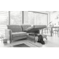 Canapé d'angle convertible en tissu GRIS luxe 3-4 places LORO, angle droit (vu de face) Canapé d'angle convertible en tissu GRIS luxe 3-4 places LORO, angle droit (vu de face)