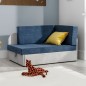 Canapé convertible 2 places moderne en tissu Bleu foncé / Gris clair, coffre, ROSEN Canapé convertible 2 places moderne en tissu Bleu foncé / Gris clair, coffre, ROSEN