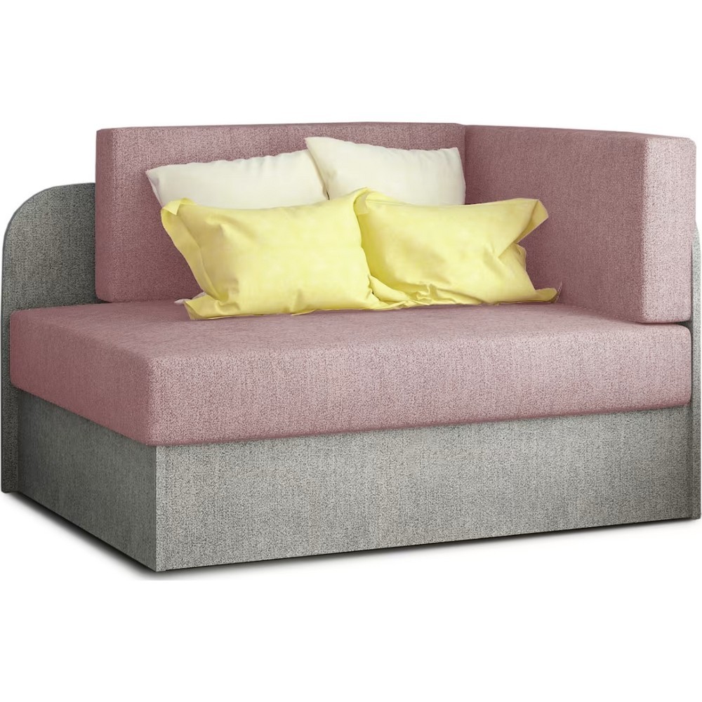 Canapé convertible 2 places moderne en tissu rose / gris, coffre, ROSEN Canapé convertible 2 places moderne en tissu rose / gris, coffre, ROSEN