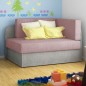 Canapé convertible 2 places moderne en tissu rose / gris, coffre, ROSEN Canapé convertible 2 places moderne en tissu rose / gris, coffre, ROSEN