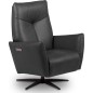 Fauteuil relax électrique en 100% tout cuir épais luxe italien, noir, CLAUDIO, 2 moteurs