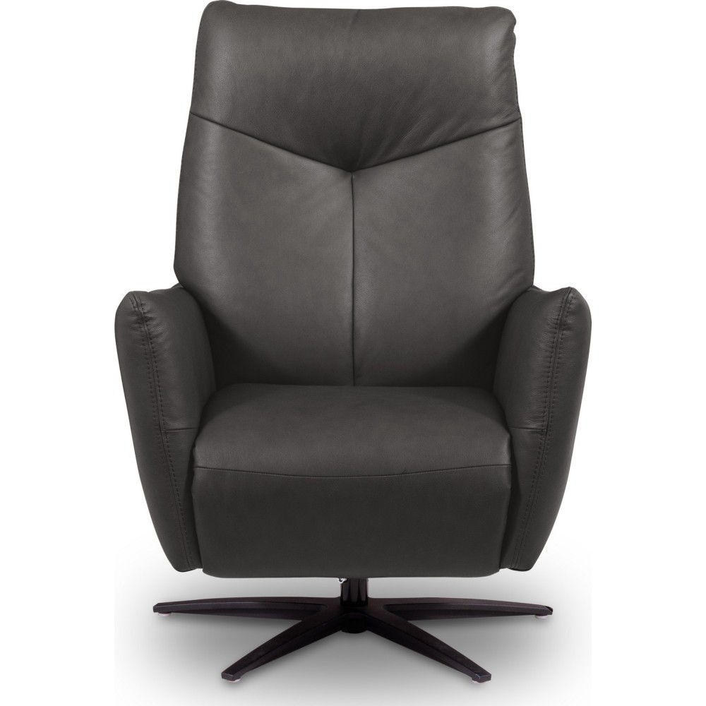 Fauteuil relax électrique en 100% tout cuir épais luxe italien, couleur stone, CLAUDIO, 2 moteurs