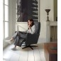 Fauteuil relax électrique en 100% tout cuir épais luxe italien, couleur stone, CLAUDIO, 2 moteurs