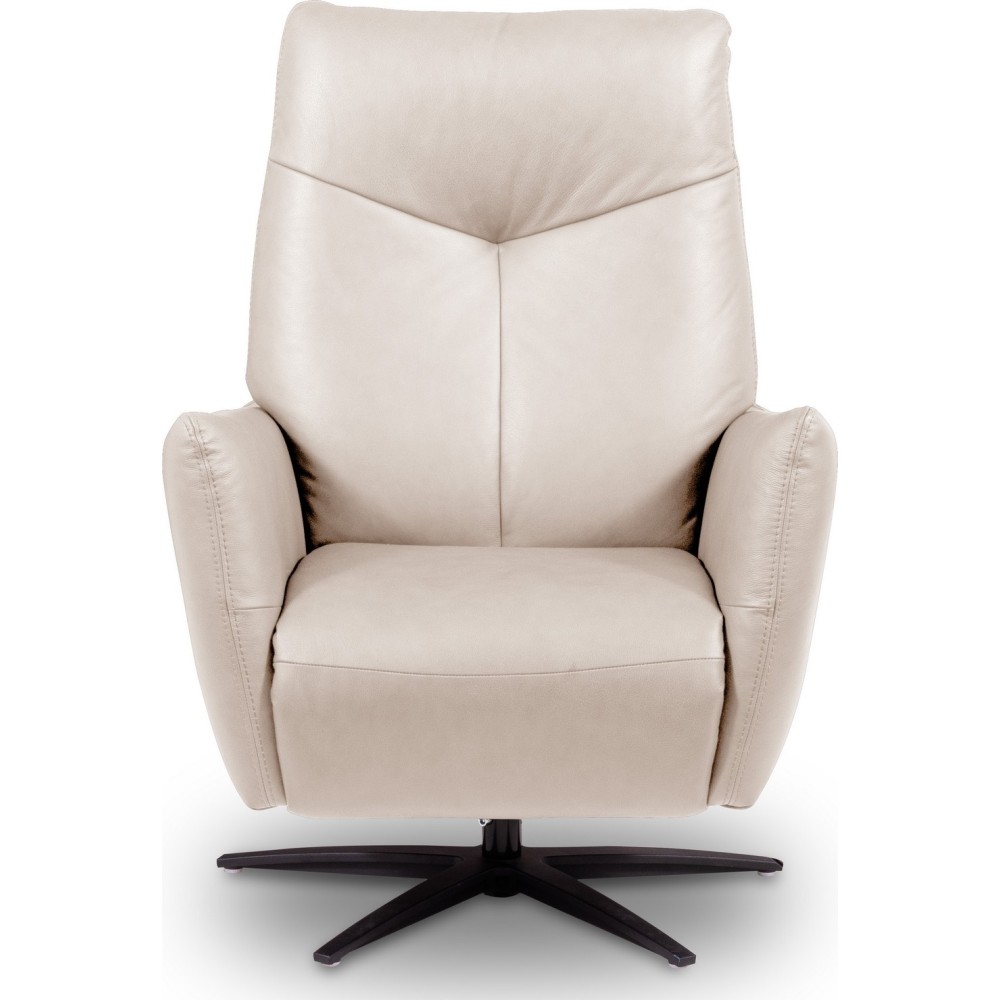 Fauteuil relax électrique en 100% tout cuir épais luxe italien, couleur ice, CLAUDIO, 2 moteurs