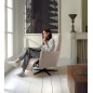 Fauteuil relax électrique en 100% tout cuir épais luxe italien, couleur ice, CLAUDIO, 2 moteurs