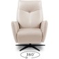 Fauteuil relax électrique en 100% tout cuir épais luxe italien, couleur ice, CLAUDIO, 2 moteurs