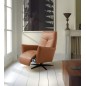 Fauteuil relax électrique en 100% tout cuir épais luxe italien, cognac, CLAUDIO, 2 moteurs