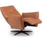 Fauteuil relax électrique en 100% tout cuir épais luxe italien, cognac, CLAUDIO, 2 moteurs