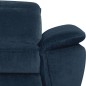 Canapé d'angle avec relax électrique tissu bouclette sensation velours, 5/6 places SINATRA, bleu foncé, angle gauche