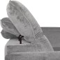 Canapé d'angle avec relax électrique tissu bouclette sensation velours, 5/6 places SINATRA, gris, angle droit