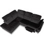 Canapé d'angle avec relax électrique tissu bouclette sensation velours, 5/6 places SINATRA, noir anthracite, angle gauche