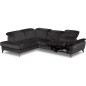 Canapé d'angle avec relax électrique tissu bouclette sensation velours, 5/6 places SINATRA, noir anthracite, angle gauche