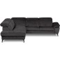 Canapé d'angle avec relax électrique tissu bouclette sensation velours, 5/6 places SINATRA, noir anthracite, angle gauche