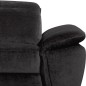 Canapé d'angle avec relax électrique tissu bouclette sensation velours, 5/6 places SINATRA, noir anthracite, angle gauche
