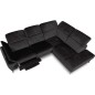 Canapé d'angle avec relax électrique tissu bouclette sensation velours, 5/6 places SINATRA, noir anthracite, angle gauche