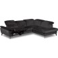 Canapé d'angle avec relax électrique tissu bouclette sensation velours, 5/6 places SINATRA, noir anthracite, angle gauche