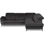 Canapé d'angle avec relax électrique tissu bouclette sensation velours, 5/6 places SINATRA, noir anthracite, angle gauche