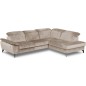 Canapé d'angle avec relax électrique tissu bouclette sensation velours, 5/6 places SINATRA, beige foncé, angle droit