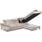 Canapé d'angle avec relax électrique tissu bouclette sensation velours, 5/6 places SINATRA, beige foncé, angle droit