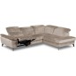 Canapé d'angle avec relax électrique tissu bouclette sensation velours, 5/6 places SINATRA, beige foncé, angle droit