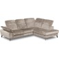 Canapé d'angle avec relax électrique tissu bouclette sensation velours, 5/6 places SINATRA, beige foncé, angle droit