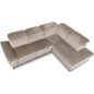 Canapé d'angle avec relax électrique tissu bouclette sensation velours, 5/6 places SINATRA, beige foncé, angle droit