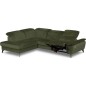 Canapé d'angle avec relax électrique tissu bouclette sensation velours, 5/6 places SINATRA, vert olive, angle gauche Canapé d'angle avec relax électrique tissu bouclette sensation velours, 5/6 places SINATRA, vert olive, angle gauche