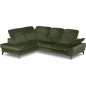 Canapé d'angle avec relax électrique tissu bouclette sensation velours, 5/6 places SINATRA, vert olive, angle gauche Canapé d'angle avec relax électrique tissu bouclette sensation velours, 5/6 places SINATRA, vert olive, angle gauche