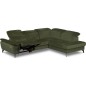 Canapé d'angle avec relax électrique tissu bouclette sensation velours, 5/6 places SINATRA, vert olive, angle droit Canapé d'angle avec relax électrique tissu bouclette sensation velours, 5/6 places SINATRA, vert olive, angle droit