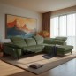 Canapé d'angle avec relax électrique tissu bouclette sensation velours, 5/6 places SINATRA, vert olive, angle droit Canapé d'angle avec relax électrique tissu bouclette sensation velours, 5/6 places SINATRA, vert olive, angle droit