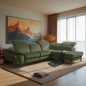 Canapé d'angle avec relax électrique tissu bouclette sensation velours, 5/6 places SINATRA, vert olive, angle droit Canapé d'angle avec relax électrique tissu bouclette sensation velours, 5/6 places SINATRA, vert olive, angle droit