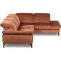 Canapé d'angle avec relax électrique tissu bouclette sensation velours, 5/6 places SINATRA, couleur terra, angle droit