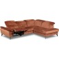 Canapé d'angle avec relax électrique tissu bouclette sensation velours, 5/6 places SINATRA, couleur terra, angle droit