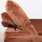 Canapé d'angle avec relax électrique tissu bouclette sensation velours, 5/6 places SINATRA, couleur terra, angle droit