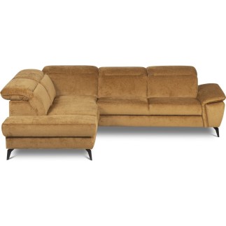 Canapé d'angle avec relax électrique tissu bouclette sensation velours