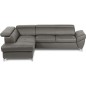 Canapé d'angle convertible en cuir italien luxe 5 places, MEMEZO, coffre, gris foncé, angle gauche Canapé d'angle convertible en cuir italien luxe 5 places, MEMEZO, coffre, gris foncé, angle gauche