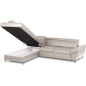 Canapé d'angle convertible en cuir italien luxe 5 places, MEMEZO, coffre, BEIGE, angle gauche Canapé d'angle convertible en cuir italien luxe 5 places, MEMEZO, coffre, BEIGE, angle gauche