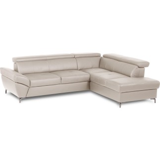 Canapé d'angle convertible en cuir italien luxe 5 places